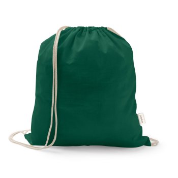 Sacola tipo mochila em 70% algodão reciclado e 30% poliéster reciclado (150 g/m²) sem tingimento