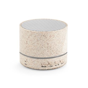 Caixa de som portátil em fibra de palha de trigo e ABS 100% reciclado com microfone e autonomia de 4h30